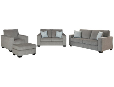 Altari Sofa, Loveseat, Chair and Ottoman - Alloy