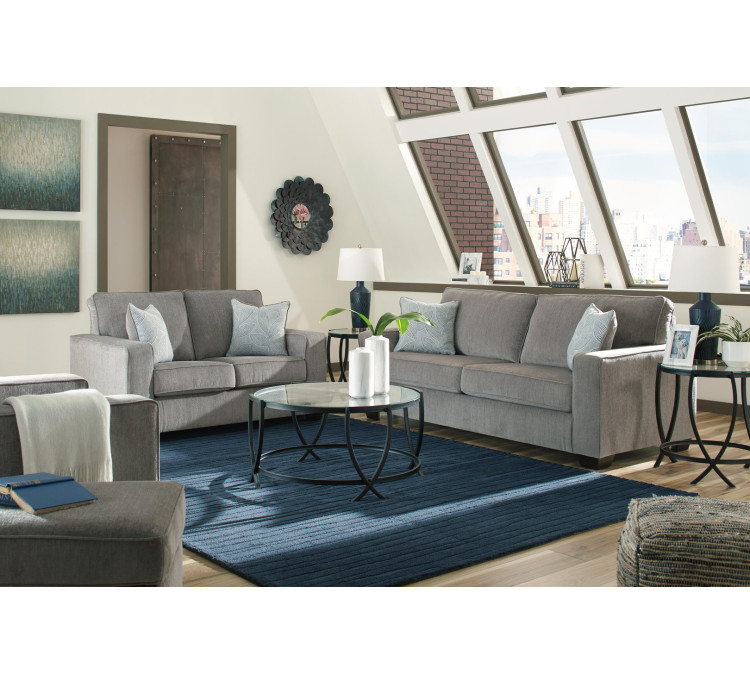 Altari Sofa, Loveseat, Chair and Ottoman - Alloy