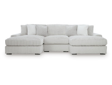 Stupendous 3-Piece Sectional with Double Chaise - Alloy