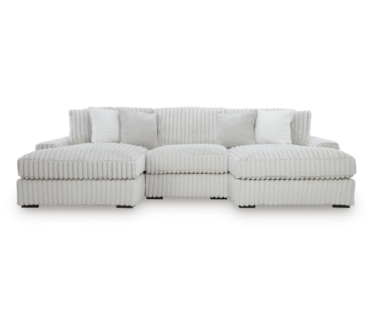 Stupendous 3-Piece Sectional with Double Chaise - Alloy