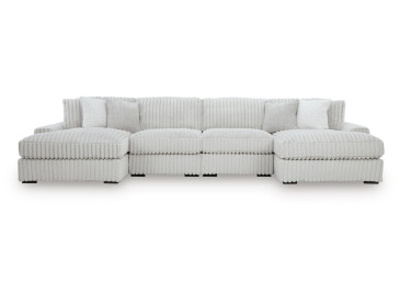 Stupendous 4-Piece Sectional with Double Chaise - Alloy