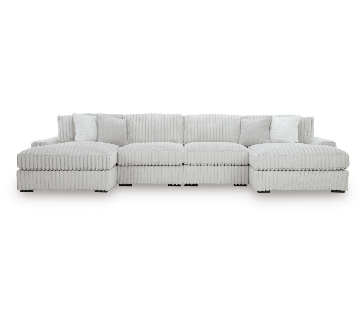 Stupendous 4-Piece Sectional with Double Chaise - Alloy