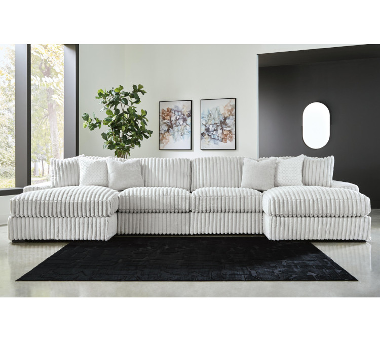 Stupendous 4-Piece Sectional with Double Chaise - Alloy