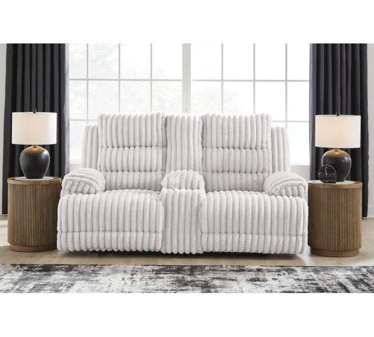 Technique Power Reclining Loveseat with Console - Alloy