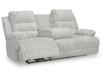 Technique Power Reclining Sofa with Drop Down Table - Alloy