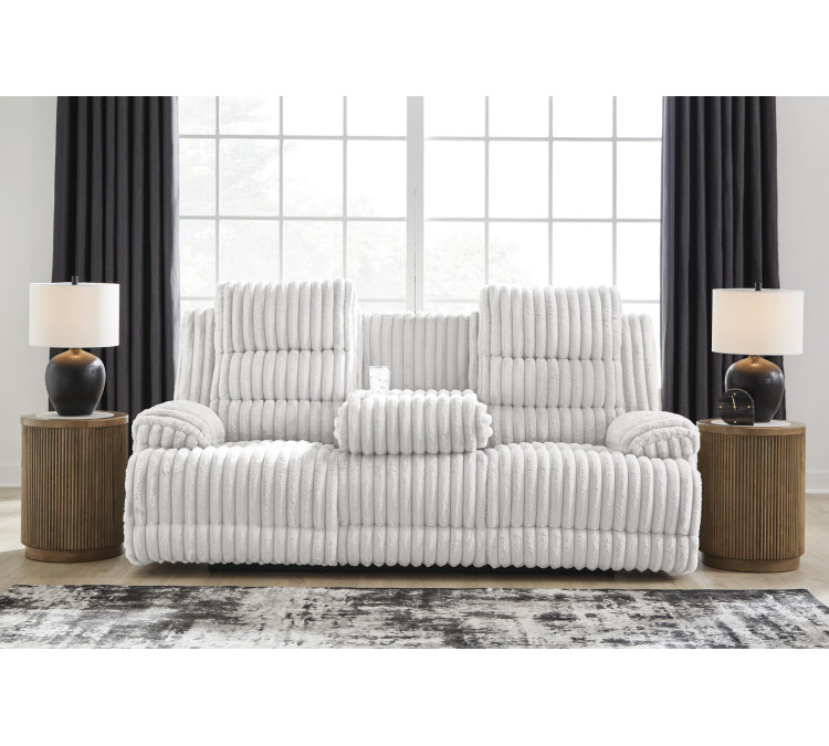 Technique Power Reclining Sofa with Drop Down Table - Alloy