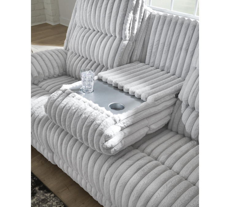 Technique Power Reclining Sofa with Drop Down Table - Alloy