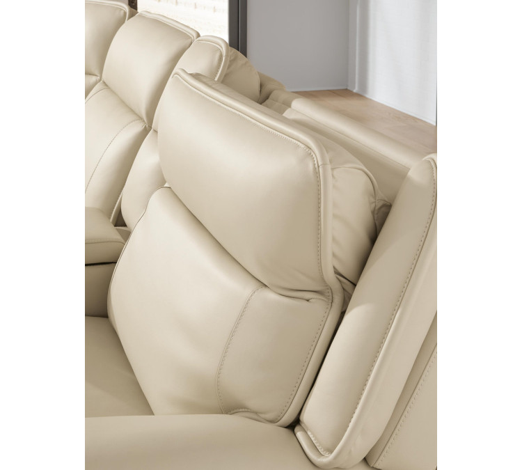 Double Deal 3-Piece Power Reclining Loveseat Sectional with Console - Almond