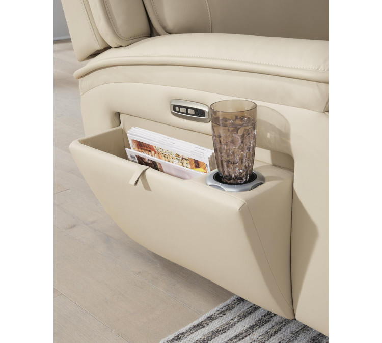 Double Deal 3-Piece Power Reclining Loveseat Sectional with Console - Almond