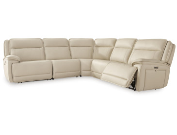 Double Deal 5-Piece Power Reclining Sectional - Almond