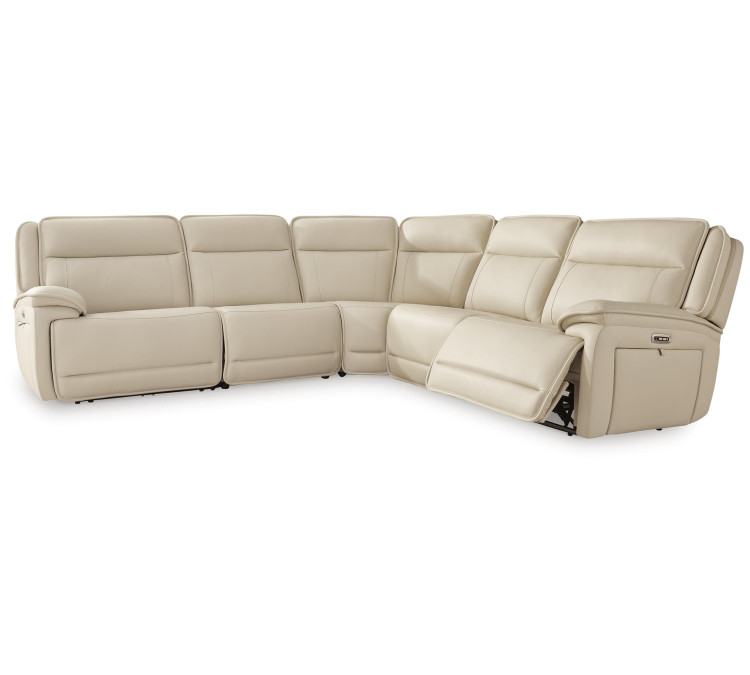Double Deal 5-Piece Power Reclining Sectional - Almond