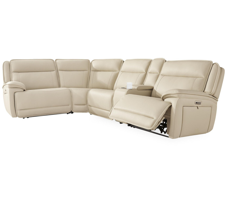 Double Deal 5-Piece Reclining Sectional with Console - Almond