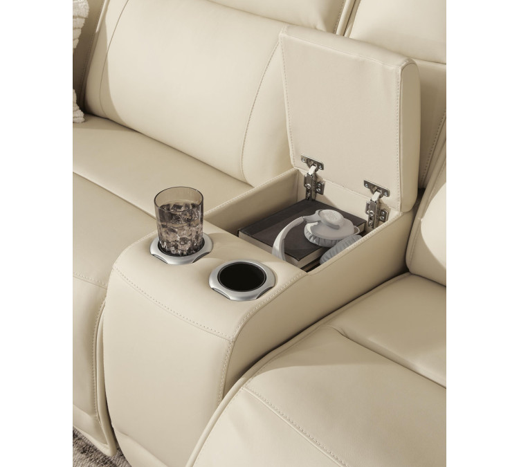 Double Deal 5-Piece Reclining Sectional with Console - Almond
