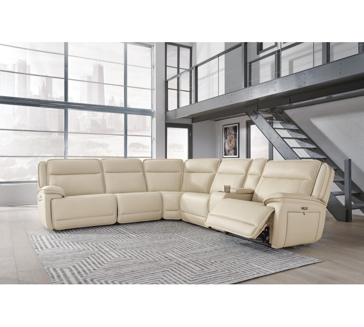 Double Deal 6-Piece Power Reclining Sectional - Almond