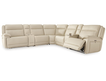 Double Deal 7-Piece Reclining Sectional with 2 Consoles - Almond