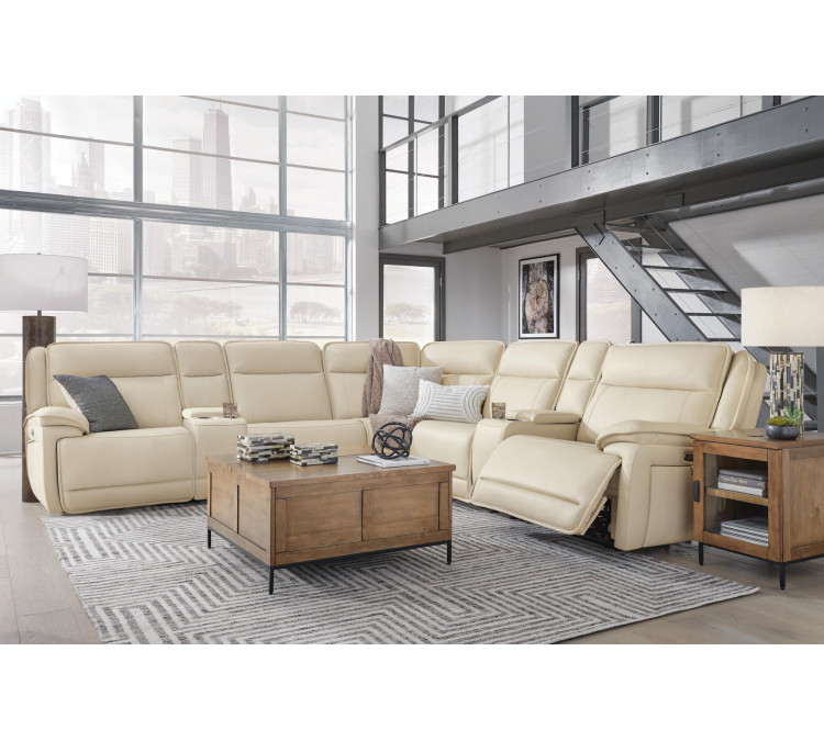 Double Deal 7-Piece Reclining Sectional with 2 Consoles - Almond
