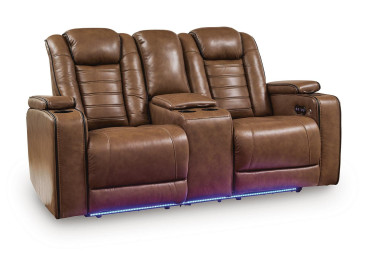 Metro Oasis Power Reclining Loveseat with Console - Amber