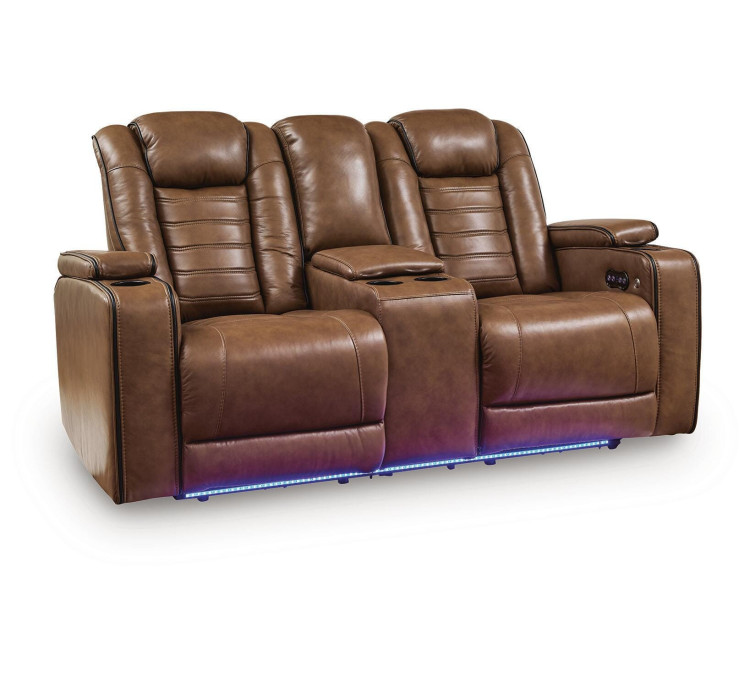 Metro Oasis Power Reclining Loveseat with Console - Amber