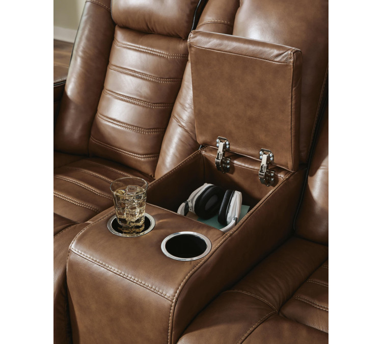 Metro Oasis Power Reclining Loveseat with Console - Amber