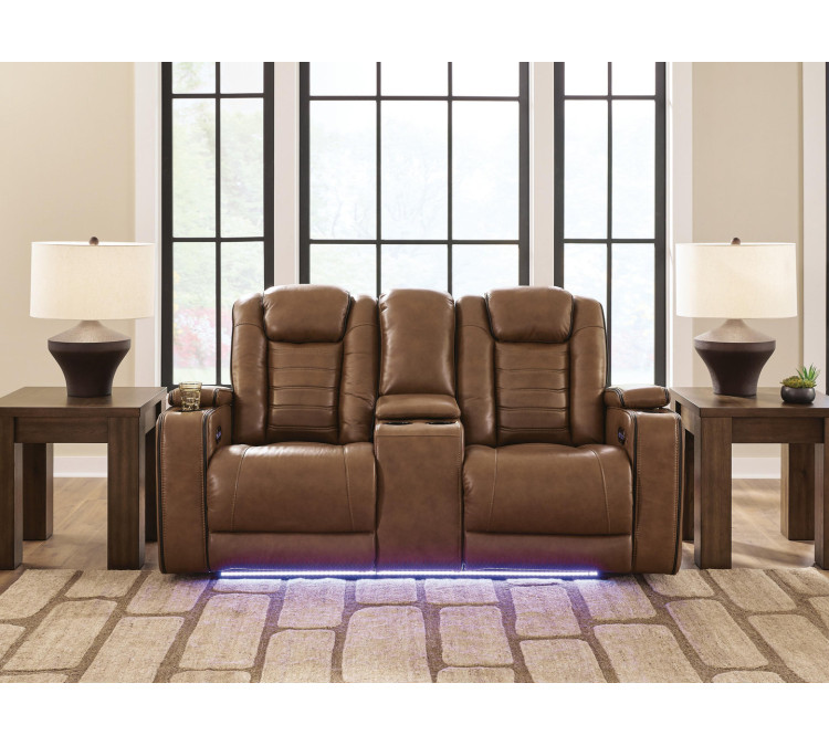 Metro Oasis Power Reclining Loveseat with Console - Amber