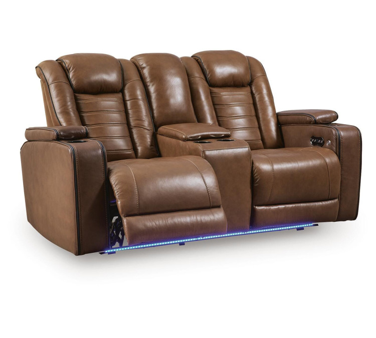 Metro Oasis Power Reclining Loveseat with Console - Amber