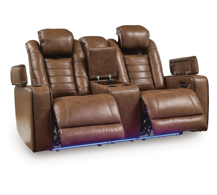 Metro Oasis Power Reclining Loveseat with Console - Amber