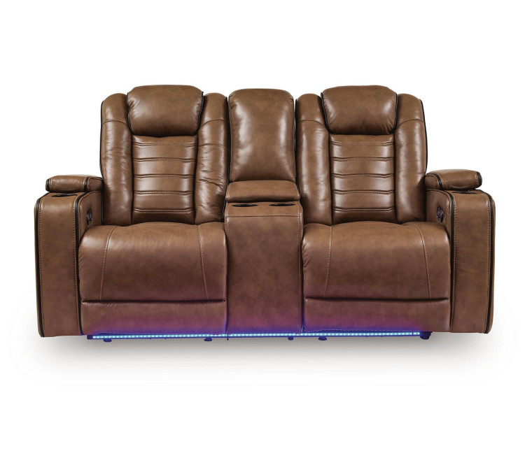 Metro Oasis Power Reclining Loveseat with Console - Amber