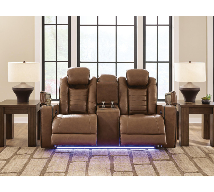 Metro Oasis Power Reclining Loveseat with Console - Amber