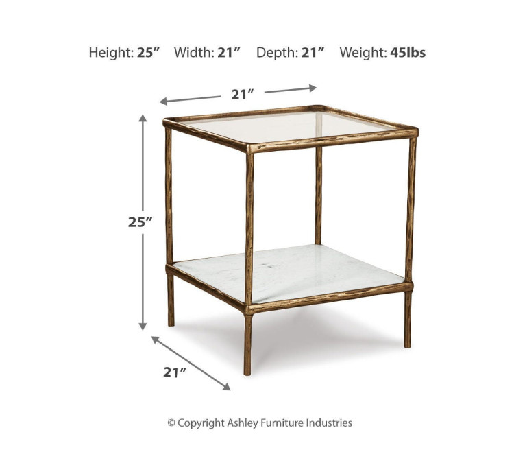 Ryandale Accent Table - Antique Brass Finish