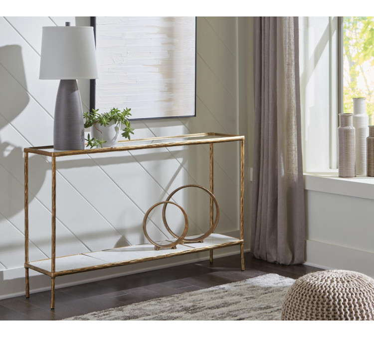 Ryandale Console Sofa Table - Antique Brass Finish