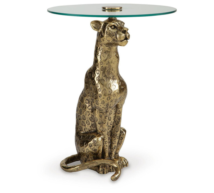 Vallain Accent Table - Antique Gold Finish
