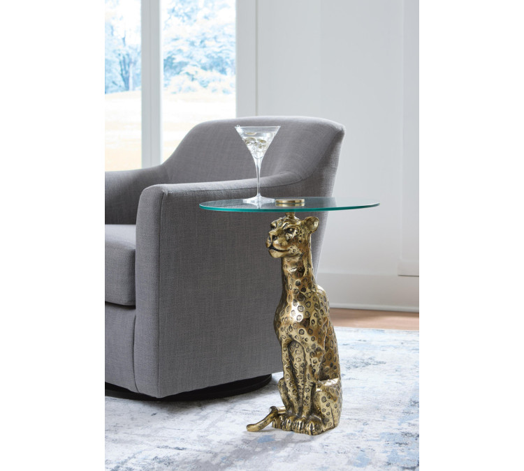 Vallain Accent Table - Antique Gold Finish