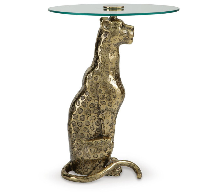 Vallain Accent Table - Antique Gold Finish