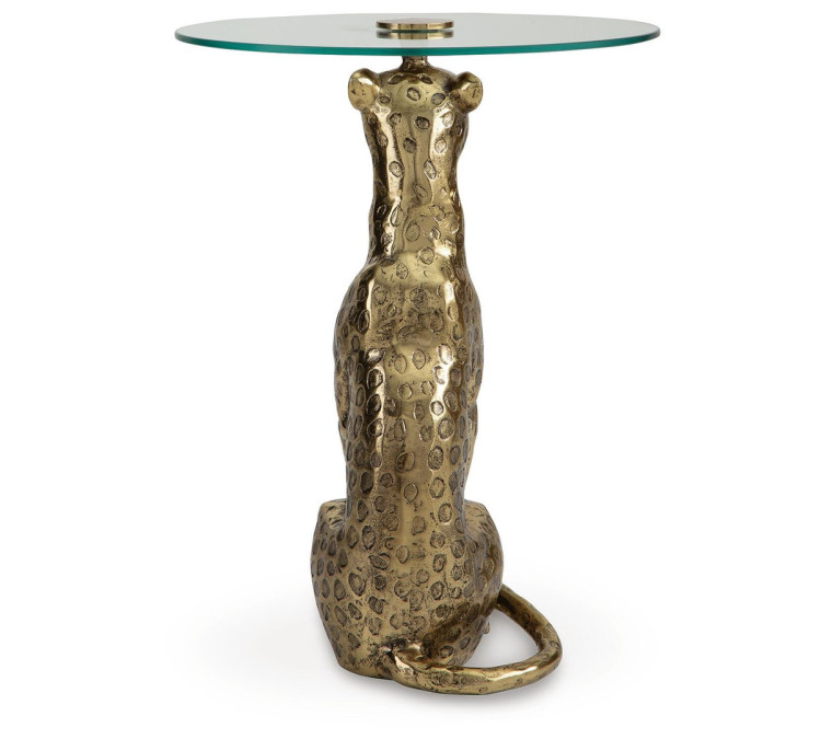 Vallain Accent Table - Antique Gold Finish