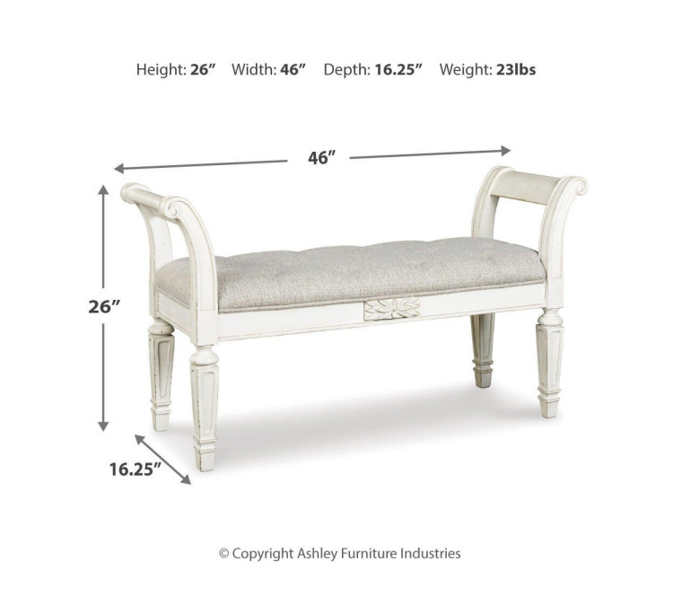 Realyn Accent Bench - Antique White
