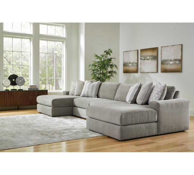 Avaliyah 4-Piece Double Chaise Sectional - Ash