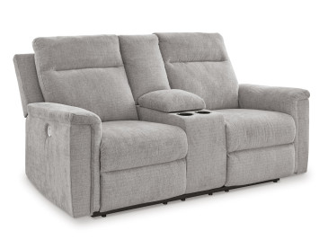 Barnsana Power Reclining Loveseat with Console - Ash