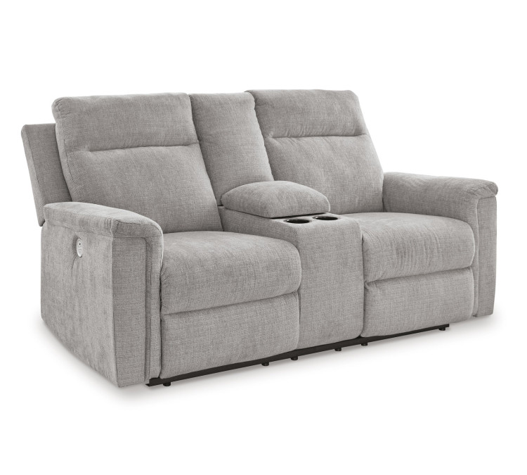Barnsana Power Reclining Loveseat with Console - Ash