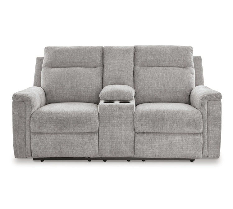 Barnsana Power Reclining Loveseat with Console - Ash