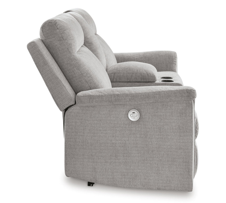 Barnsana Power Reclining Loveseat with Console - Ash