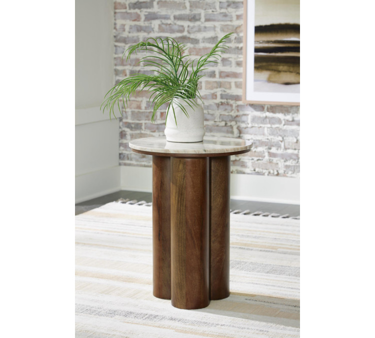 Henfield Accent Table - Beige/Brown