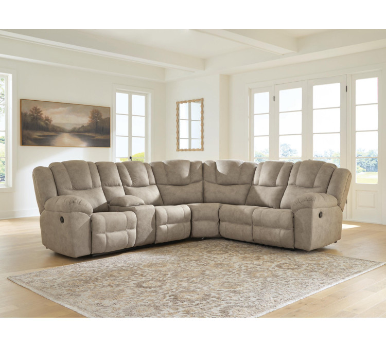 Ravenswaye 3-Piece Reclining Sectional with Console - Birch