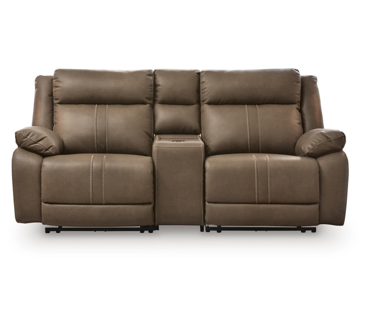 Max-Media 3-Piece Power Reclining Sectional Loveseat with Audio Console - Biscotti