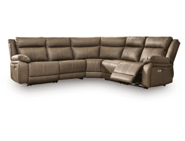Max-Media 5-Piece Power Reclining Sectional - Biscotti