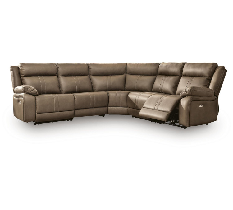 Max-Media 5-Piece Power Reclining Sectional - Biscotti