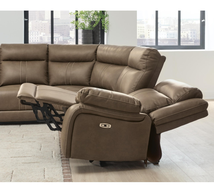 Max-Media 5-Piece Power Reclining Sectional - Biscotti