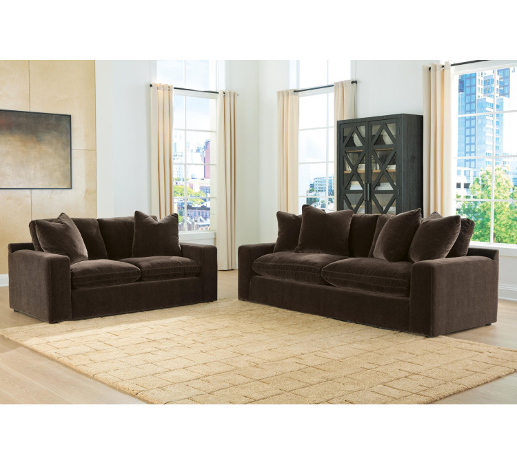 Maxton Heights Sofa and Loveseat - Bittersweet
