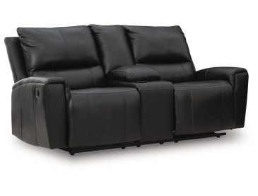 Danemere Reclining Loveseat with Console - Black