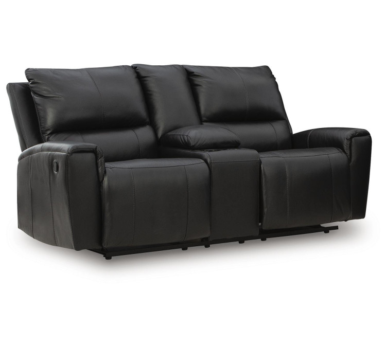Danemere Reclining Loveseat with Console - Black