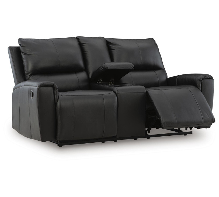 Danemere Reclining Loveseat with Console - Black